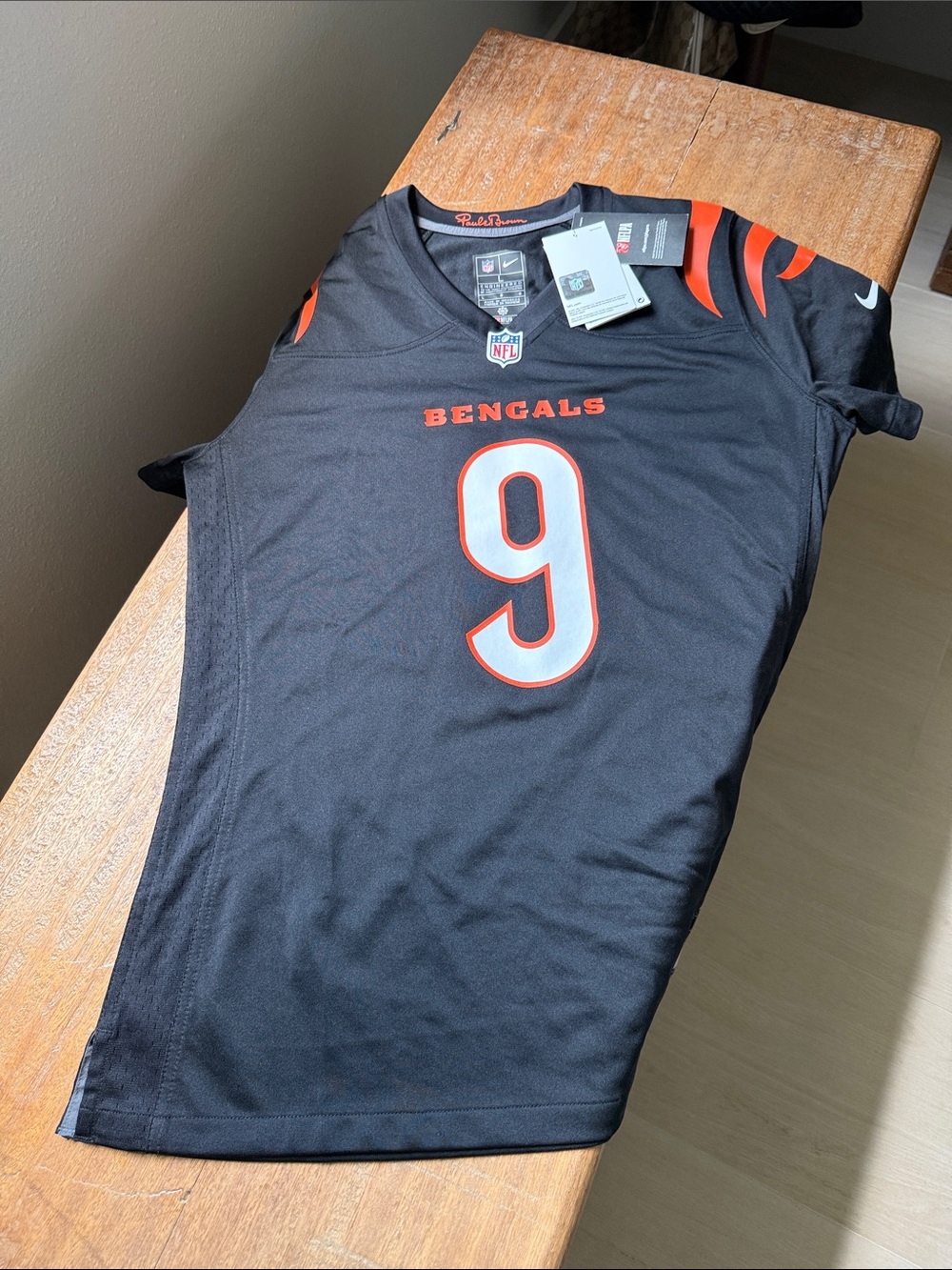 Nike Black and Orange Bengals #9 Women’s Football Jersey